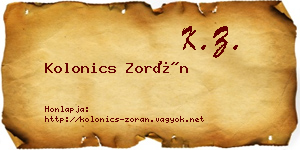 Kolonics Zorán névjegykártya